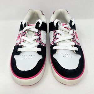 DC Skater Shoes Youth 4Y Black Pink White Logo Sneakers New